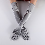 (Free Size )( Silver) surface elasticity colorcoslay lady glove sexy velvet glove