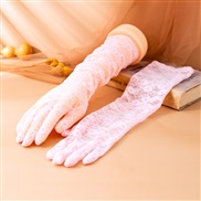 ( Pink)spring autumn style Sunscreen glove woman lace white glove summer thin style