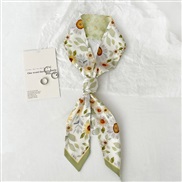 (   while )imitate silk flowers print Korean style belt summer silk scarves women dress neckerchief all-Purpose bag belt