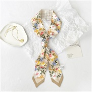 imitate silk flowers print Korean style belt summer silk scarves women dress neckerchief all-Purpose bag belt