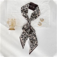 (  brown)spring summer imitate silk flowers belt scarves woman long Korean style all-Purpose print original neckerchief