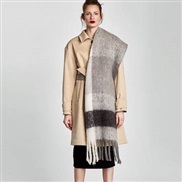 ( while  gray )occidental style Autumn and Winter thick style grid long style tassel imitate sheep velvet scarf Collar 