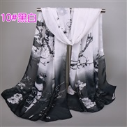 (  black and white)Chinese style print Chiffon scarves  spring autumn Sunscreen flower wind scarves Q