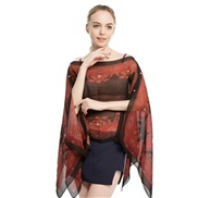 ( black  red)Sunscreen shawl lady summer Chiffon scarf occidental style flower beach scarves