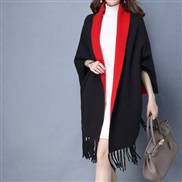 ( black  red )Autumn and Winter lady Double surface shawl scarf two tassel thick long style belt sleeves sheep velvet C