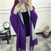 ( purple  gray )Autumn and Winter lady Double surface shawl scarf two tassel thick long style belt sleeves sheep velvet