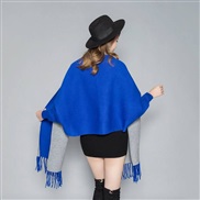 ( sapphire blue  gray )Autumn and Winter lady Double surface shawl scarf two tassel thick long style belt sleeves sheep