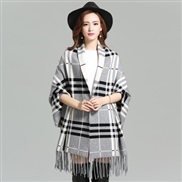 ( gray)Autumn and Winter lady Double surface shawl scarf two tassel thick long style belt sleeves sheep velvet Coat