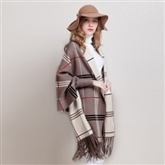 ( khaki)Autumn and Winter lady Double surface shawl scarf two tassel thick long style belt sleeves sheep velvet Coat