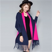 ( Navy blue rose Red)Autumn and Winter lady Double surface shawl scarf two tassel thick long style belt sleeves sheep v