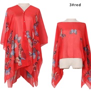 ( red)summer imitate silk shawl butterfly print Sunscreen shawl gift scarves shawlshawl