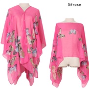 ( rose Red)summer imitate silk shawl butterfly print Sunscreen shawl gift scarves shawlshawl