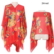 ( red)summer imitate silk shawl flowers print Sunscreen shawl gift scarves shawlshawl