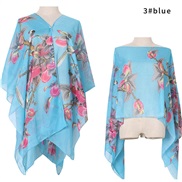 ( blue)summer imitate silk shawl flowers print Sunscreen shawl gift scarves shawlshawl