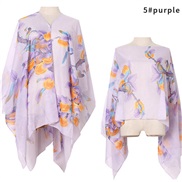 (purple)summer imitate silk shawl flowers print Sunscreen shawl gift scarves shawlshawl