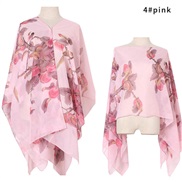 ( Pink)summer imitate silk shawl flowers print Sunscreen shawl gift scarves shawlshawl