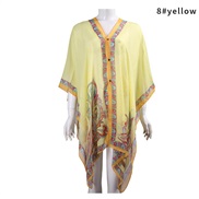 ( yellow)summer imitate silk buckle shawl flowers print Sunscreen shawl gift scarves shawl