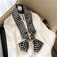 ( circle point black and white)scarves woman belt spring autumn Korean style imitate silk belt all-Purpose ornament nec