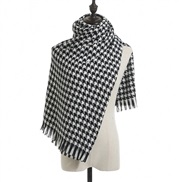 ( houndstooth black)houndstooth scarf woman Winter grid imitate sheep velvet scarf thick shawl Collar woman