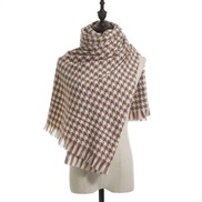 (70*185CM)( houndstooth khaki)houndstooth scarf woman Winter grid imitate sheep velvet scarf thick shawl Collar woman