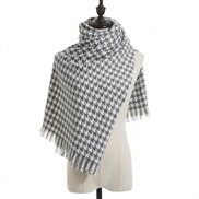 (70*185CM)( houndstooth gray)houndstooth scarf woman Winter grid imitate sheep velvet scarf thick shawl Collar woman