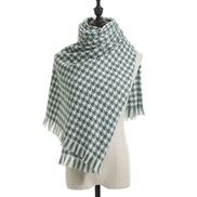 (70*185CM)( houndstooth green)houndstooth scarf woman Winter grid imitate sheep velvet scarf thick shawl Collar woman