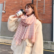(70*185CM)( pink)houndstooth scarf woman Winter grid imitate sheep velvet scarf thick shawl Collar woman