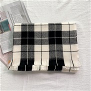 (70*185CM )(black and white)houndstooth scarf woman Winter grid imitate sheep velvet scarf thick shawl Collar woman