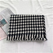 (70*185CM)(black and white)houndstooth scarf woman Winter grid imitate sheep velvet scarf thick shawl Collar woman