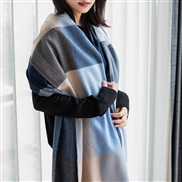 (   blue  gray )scarf woman Autumn and Winter thick warm imitate sheep velvet big grid scarf woman Winter shawl Collar