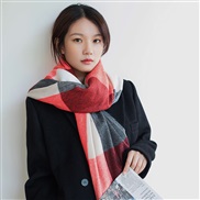 (70*180cm)(   red )scarf woman Autumn and Winter thick warm imitate sheep velvet big grid scarf woman Winter shawl Coll