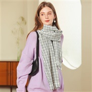 (70*190cm)( white)Autumn and Winter scarf Stripe grid print imitate sheep velvet scarf woman warm shawl