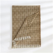(70*190cm)( khaki)Autumn and Winter scarf Stripe grid print imitate sheep velvet scarf woman warm shawl