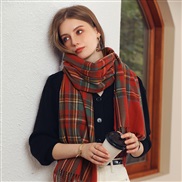 ( red)scarf Winter scarf temperament grid warm tassel scarf woman medium long style