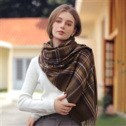 (70*180cm)( khaki)scarf Winter scarf temperament grid warm tassel scarf woman medium long style