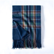 (70*180cm)( blue)scarf Winter scarf temperament grid warm tassel scarf woman medium long style