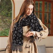(65mm*180mm)( Black grey )scarf woman tassel imitate sheep velvet leopard print scarf warm shawl