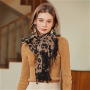 (65mm*180mm)( black )scarf woman tassel imitate sheep velvet leopard print scarf warm shawl