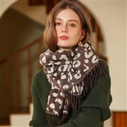 (65mm*180mm)( Yellowish brown)scarf woman tassel imitate sheep velvet leopard print scarf warm shawl