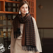(65mm*180mm)( black )Double Word print scarf imitate sheep velvet scarf Double surface warm shawl Collar woman