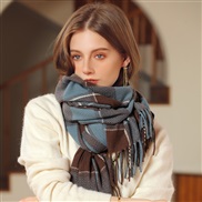 ( blue) square grid scarf woman Winter shawl occidental style head color tassel imitate sheep velvet scarf