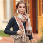(65*180CM)( pink) square grid scarf woman Winter shawl occidental style head color tassel imitate sheep velvet scarf