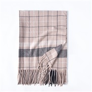 (65*180CM)( khaki)Autumn and Winter grid scarf imitate sheep velvet tassel scarf woman occidental style head thick warm