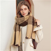 ( khaki)grid scarf imitate sheep velvet scarf shawl woman  fashion thick warm Collar
