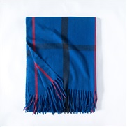 (70*180CM)( blue)Autumn and Winter Stripe grid scarf occidental style head imitate sheep velvet Collar warm shawl scarf