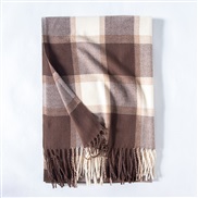 ( khaki) Winter imitate sheep velvet grid scarf fashion tassel scarf woman shawl warm Collar
