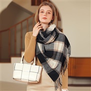 (65*180CM)( black  gray) Winter imitate sheep velvet grid scarf fashion tassel scarf woman shawl warm Collar