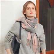 (65*180CM)( Beige) Winter imitate sheep velvet grid scarf fashion tassel scarf woman shawl warm Collar