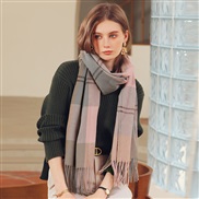 ( Pink)occidental style grid scarf woman imitate sheep velvet Autumn and Winter scarf shawl fashion thick warm Collar