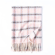 ( Pink)color grid scarf Autumn and Winter fashion imitate sheep velvet scarf thick warm Collar woman